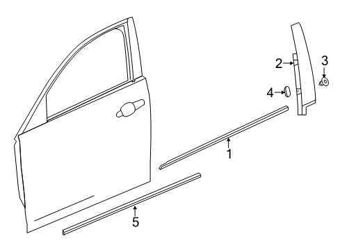 2018 Cadillac CT6 Exterior Trim - Front Door Diagram