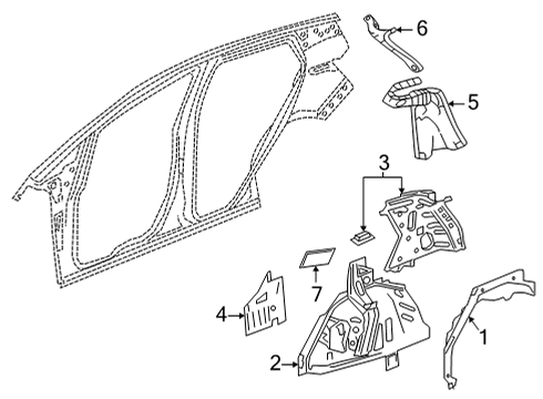 2022 Chevy Bolt EUV Extension, Qtr Inr Pnl Diagram for 42603053