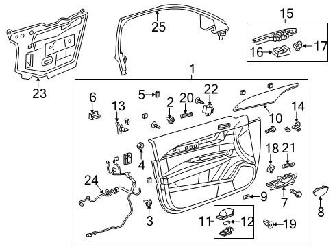 2013 Cadillac ATS Trim Assembly, Front Side Door *Brownstone Diagram for 22995704