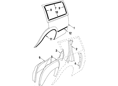 1986 Chevy Cavalier Panel, Quarter Outer Source: U Diagram for 20719806