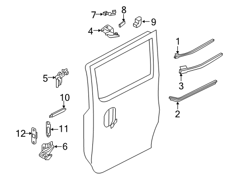 2015 Chevy City Express Track Asm,Rear Side Door Upper Diagram for 19316842