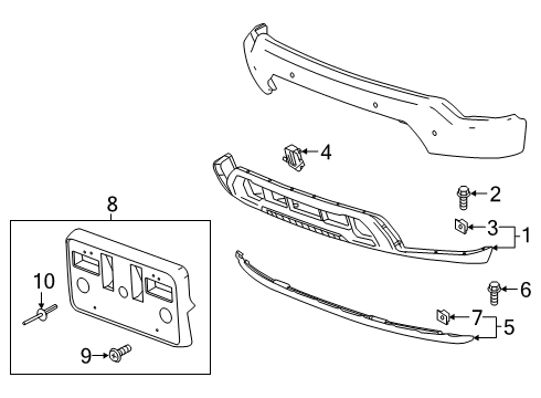 2019 GMC Sierra 1500 Front Bumper Cover Diagram for 84225827