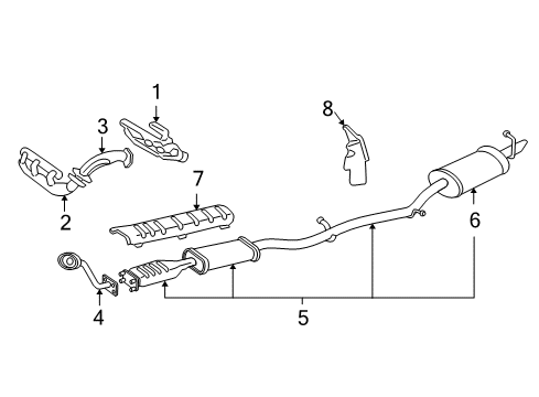 2000 Buick Park Avenue Exhaust Muffler Assembly (W/ Exhaust & T/Pipe & 3W Diagram for 25700188