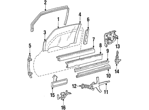 1986 Oldsmobile Toronado Handle Assembly, Front & Rear Side Door Inside Diagram for 20485488