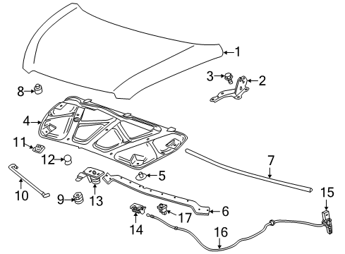 2014 Chevy Spark Hood & Components, Body Diagram