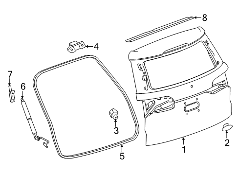 2022 Chevy Traverse Weatherstrip Assembly, Lift Gate Upper Diagram for 84112027