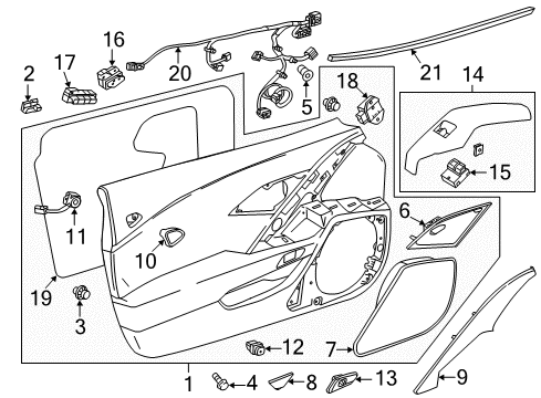 2016 Chevy Corvette Interior Trim - Door Diagram 1 - Thumbnail