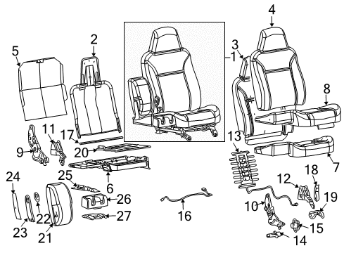 2006 Chevy Colorado Cover Asm,Driver Seat Back Cushion *Pewter Diagram for 19121891