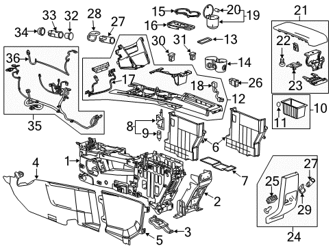 2014 GMC Terrain Console Assembly, Front Floor *Black Diagram for 23157373