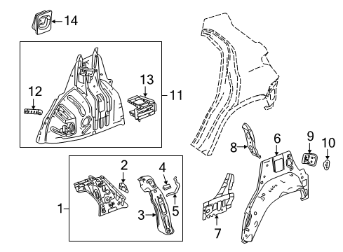 2016 Buick Encore Panel Assembly, Rear Wheelhouse Inner Diagram for 42521399