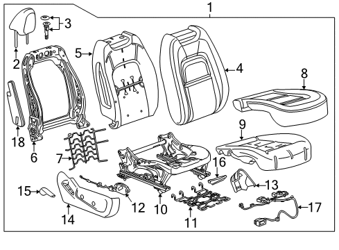 2021 Chevy Colorado Cover Assembly, Driver Seat Cushion Outer Finish Panel *Black Diagram for 23479386