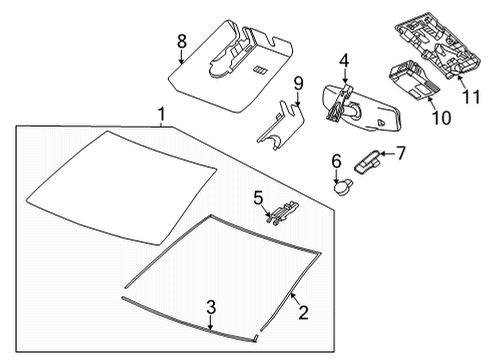 2021 Cadillac CT5 Glass - Windshield Diagram