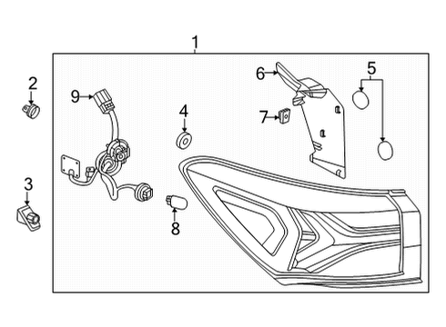 2024 Chevy Trailblazer LAMP ASM-RR BODY STRUCTURE STOP Diagram for 42857970