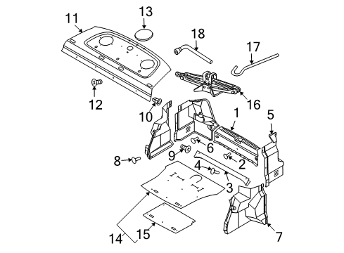 2006 Chevy Aveo Cover,Rear Compartment Partition Lower Rail Diagram for 96537919