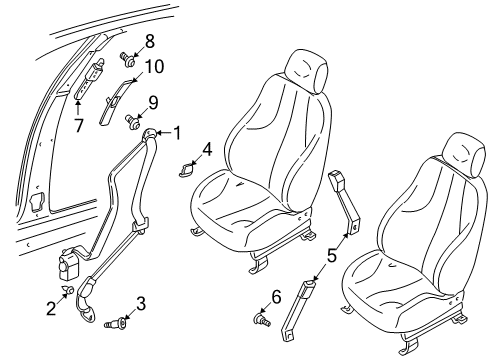 2000 Chevy Malibu Driver Seat Belt Kit (Buckle Side) *Oak Diagram for 12369433