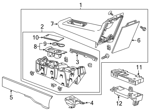 2016 Cadillac ELR Console Assembly, Rear Floor *Black Diagram for 23393175