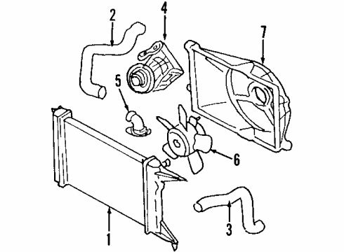 1997 Cadillac Catera Cooling System, Radiator, Water Pump, Cooling Fan Diagram