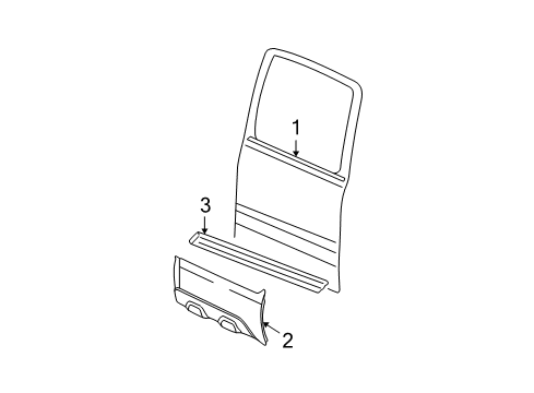 2002 Chevy Avalanche 2500 Molding,Rear Side Door Diagram for 15169439