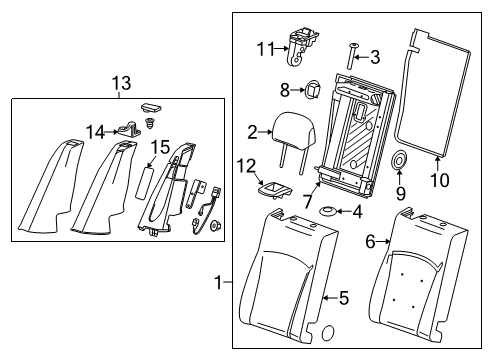 2013 Chevy Malibu Bolster Assembly, Rear Seat Back Cushion *Dark Titanium Diagram for 20931469