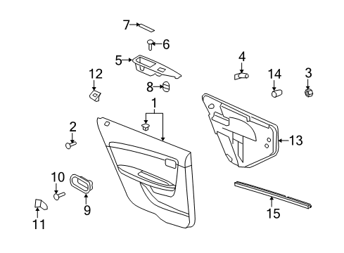 2008 Saturn Aura Trim Assembly, Rear Side Door *Neutral L Diagram for 25783652