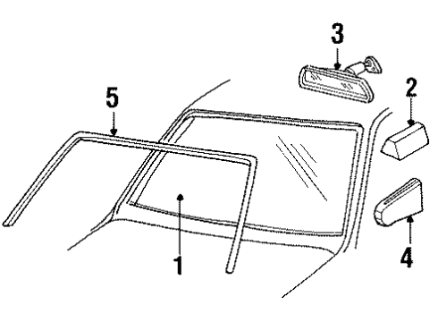 1993 Buick Century Windshield Glass, Reveal Moldings Diagram