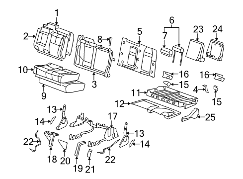 2009 Cadillac Escalade EXT Rear Seat Components Diagram 1 - Thumbnail