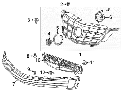 2014 Cadillac ELR Grille & Components Diagram 2 - Thumbnail