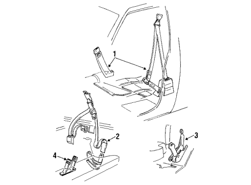 1991 Oldsmobile Bravada Front Seat Belts, Rear Seat Belts Diagram