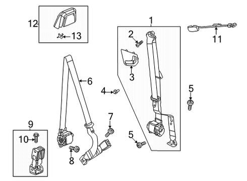 2022 GMC Hummer EV Pickup BOLT,3RD ROW ST BELT ANC Diagram for 11602853