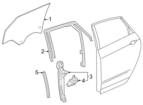 2023 Cadillac LYRIQ Glass - Rear Door Diagram