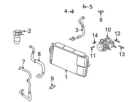 2001 Cadillac Seville A/C Condenser, Compressor & Lines Diagram