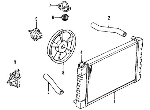 1985 Chevy Celebrity Cooling System, Radiator, Water Pump, Cooling Fan Diagram 2 - Thumbnail