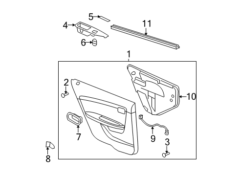 2009 Chevy Malibu Bezel Assembly, Rear Side Door Window Switch *Ebony Diagram for 20952790