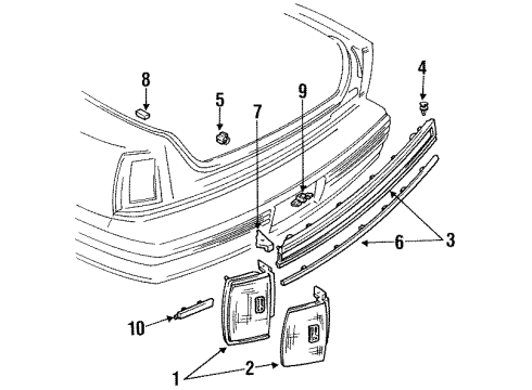 1991 Oldsmobile 98 Reflector Assembly, Rear, Left Diagram for 5975711