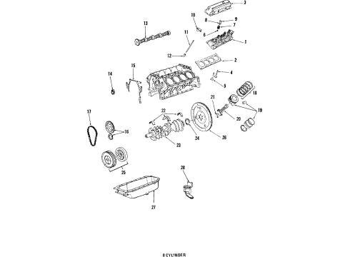 1993 Cadillac 60 Special Engine Parts & Mounts, Timing, Lubrication System Diagram