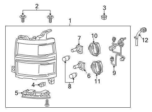 2014 Chevy Silverado 1500 Cover Assembly, Headlamp Bulb Access Diagram for 23215570