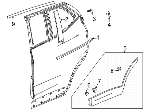 2021 Buick Encore GX Exterior Trim - Rear Door Diagram