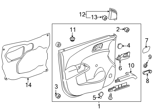 2015 Chevy Sonic Panel Assembly, Front Side Door Upper Trim *Black Diagram for 95372082