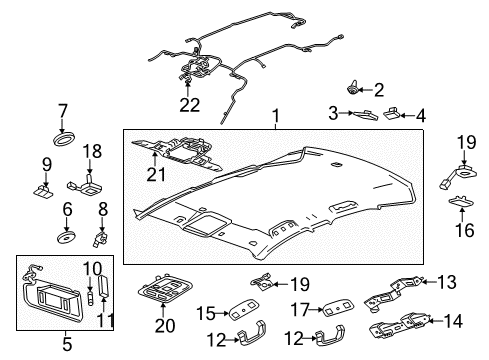 2019 Cadillac CTS Interior Trim - Roof Diagram