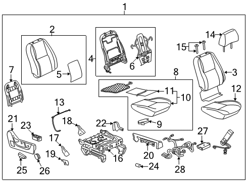 2010 GMC Yukon Front Seat Components Diagram 9 - Thumbnail