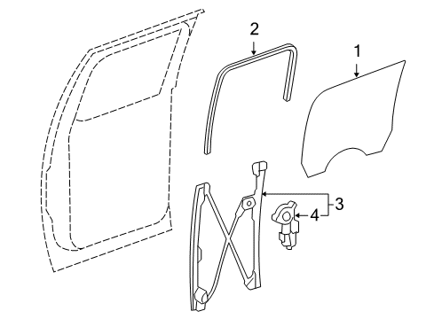 2010 Chevy Silverado 1500 Rear Door - Glass & Hardware Diagram 1 - Thumbnail