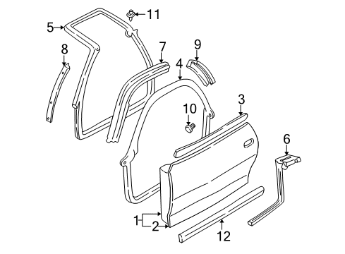 1999 Chevy Camaro Door & Components, Exterior Trim, Body Diagram