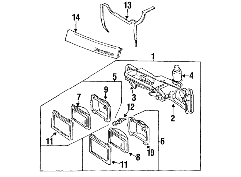 1990 Pontiac Sunbird Bracket Assembly, Headlamp Housing Diagram for 22555427