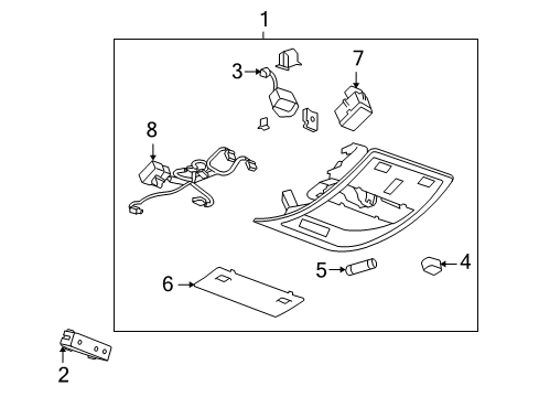 2012 Chevy Silverado 1500 Console Assembly, Roof *Light Opel Gray Diagram for 22780467