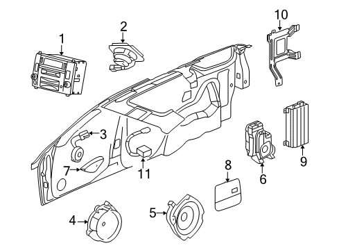 2007 Cadillac SRX Radio,Amplitude Modulation/Frequency Modulation Stereo & Clock & Cd Player Diagram for 25849388