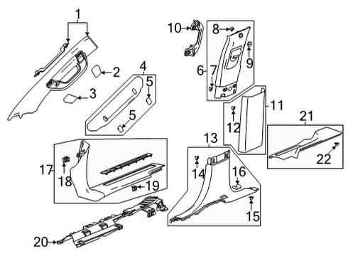 2023 Chevy Tahoe Interior Trim - Pillars Diagram