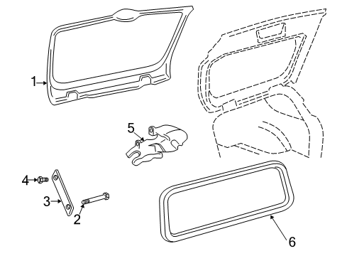 2002 Oldsmobile Bravada Lift Gate - Glass & Hardware Diagram 1 - Thumbnail