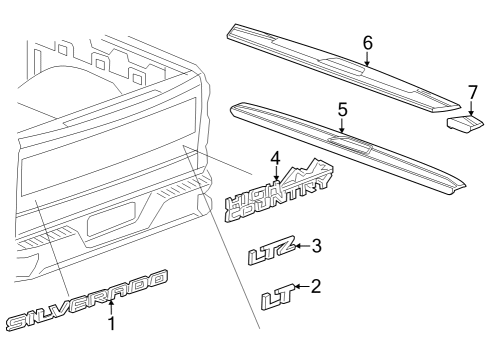 2020 Chevy Silverado 3500 HD Exterior Trim - Pick Up Box Diagram 7 - Thumbnail