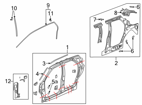 2001 Pontiac Aztek Frame,Body Side Outer Diagram for 12458962