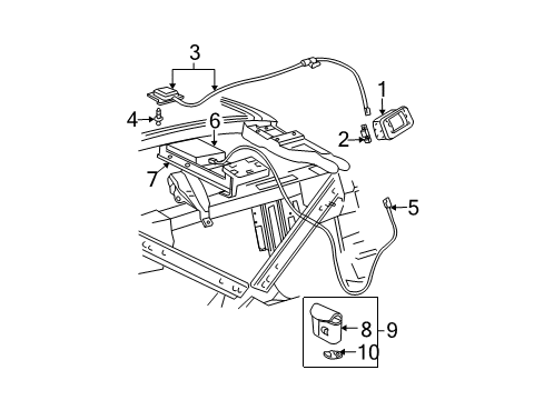 2002 Cadillac DeVille Antenna Assembly, Navn Diagram for 25731631